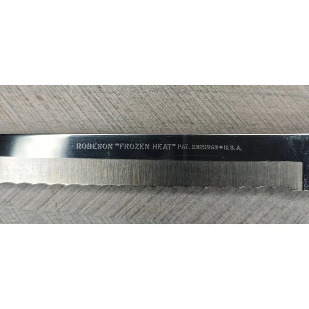 Vintage Robeson Frozen Heat Serrated Slicing Carving Knife Wooden Handle